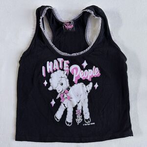 Y2K Too Fast Black Sheep I Hate People Crop Top sz SMALL Grunge USA